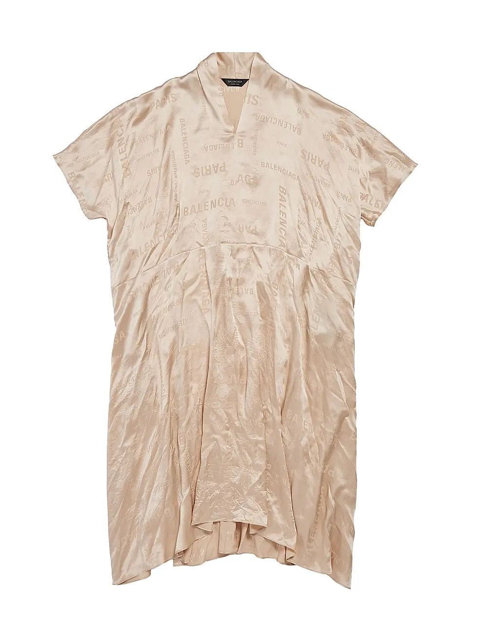 Balenciaga oc11z0825 Bal Paris Allover Oversized Dress in Beige Size L / US 10 / IT 46 - 1 Thumbnail