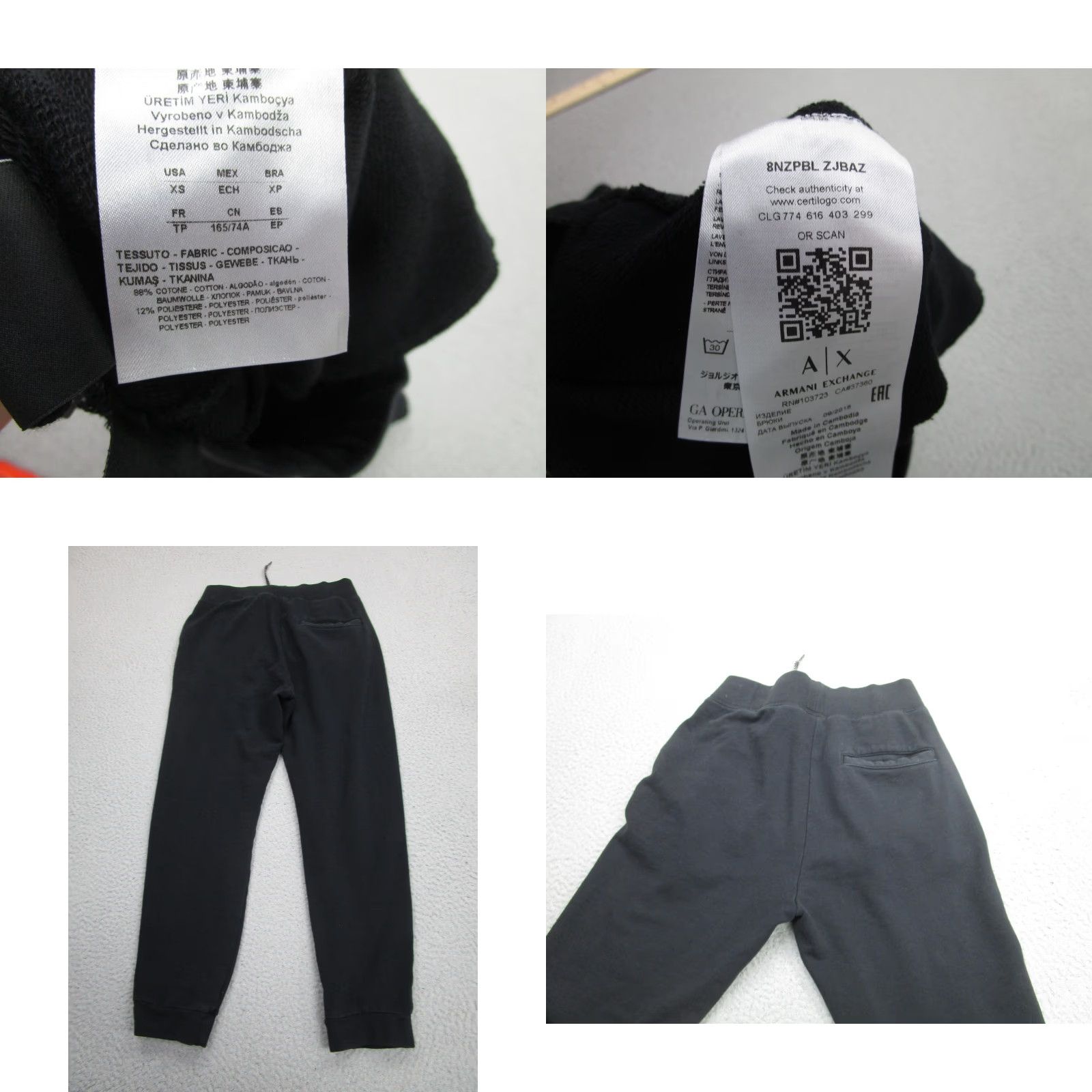Armani Exchange Armani Exchange Sweatpants Mens XS Black Fleece Joggers Elastic Waist Logo Size US 27 - 9 Thumbnail