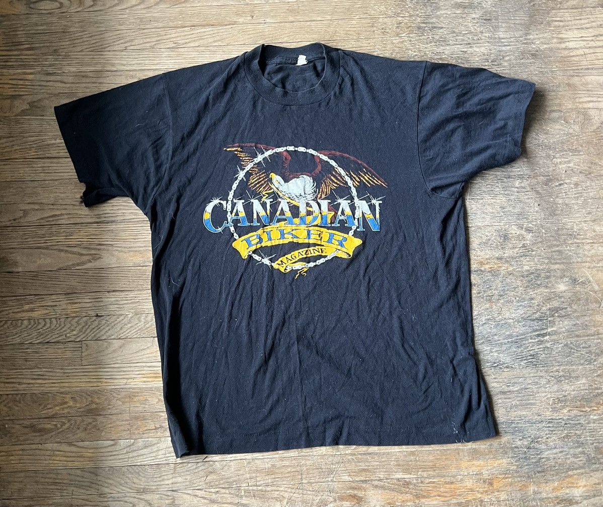 Vintage 1980s Single Stitch Canadian Biker T shirt