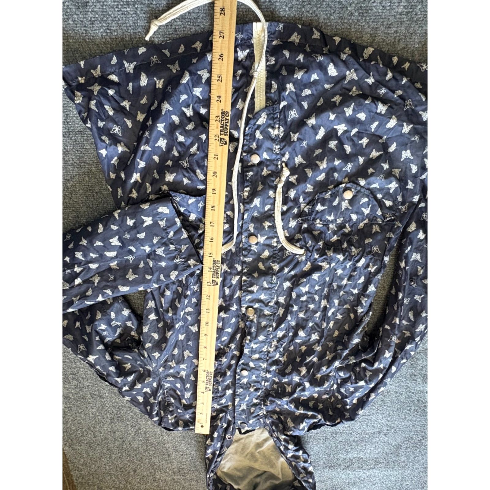 Mossimo Mossimo Jacket Womens M Blue Butterfly Hooded Lined Zip Casual Workwear Coat Jacket Button Zipper Fall Spring Winter Modern Basic Womans Mosso? Size M / US 6-8 / IT 42-44 - 3 Thumbnail
