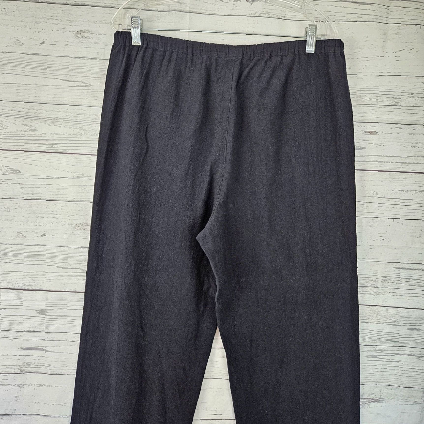Soft Surroundings Soft Surroundings Womens Pants Pull On Black Medium Cotton High Rise Casual Straight Front Slim Fit Size 32" / US 10 / IT 46 - 5 Thumbnail