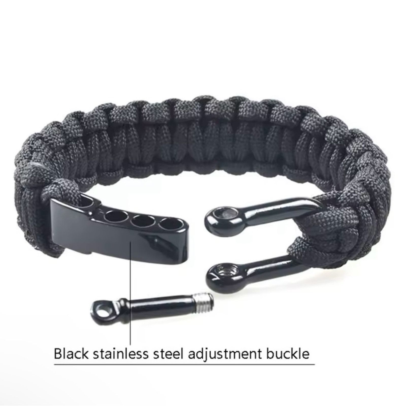 Other Outdoor Camping Paracord Braided Rope Bracelet Black 8” Size ONE SIZE - 5 Thumbnail