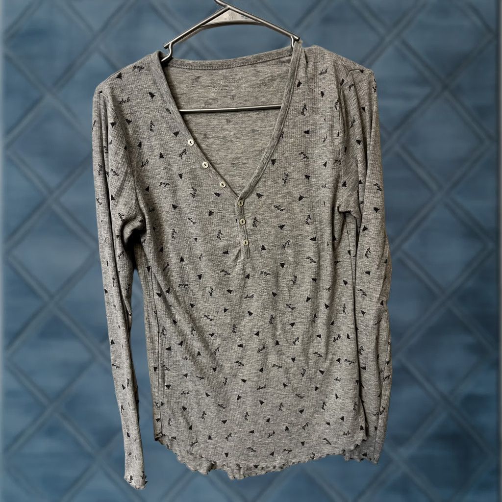 Gap Gap Body Shirt Women’s M Gray Long Sleeve Henley Neck Pullover Trees Size M / US 6-8 / IT 42-44 - 1 Thumbnail