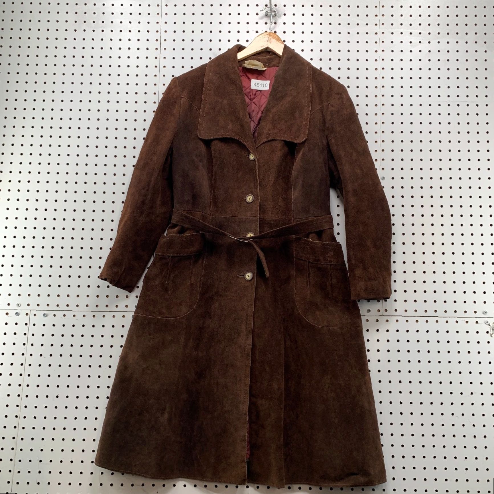 Vintage VINTAGE Suede Leather Trench Coat Womens 15/16 Brown Belted Quilt Lined Heavy Size XXL / US 16-18 / IT 52-54 - 2 Thumbnail