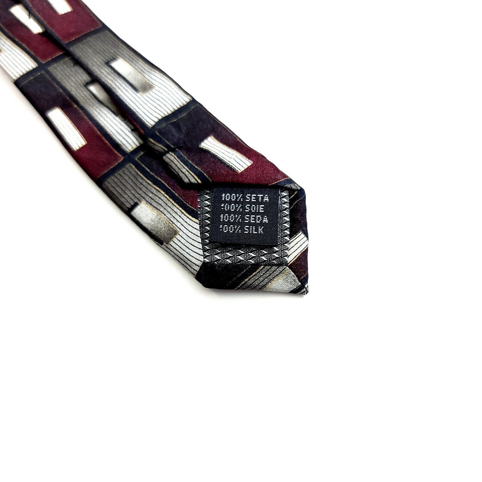 Croft & Barrow Croft & Barrow Red Gray Geometric Print Wide Silk Tie Size ONE SIZE - 4 Thumbnail