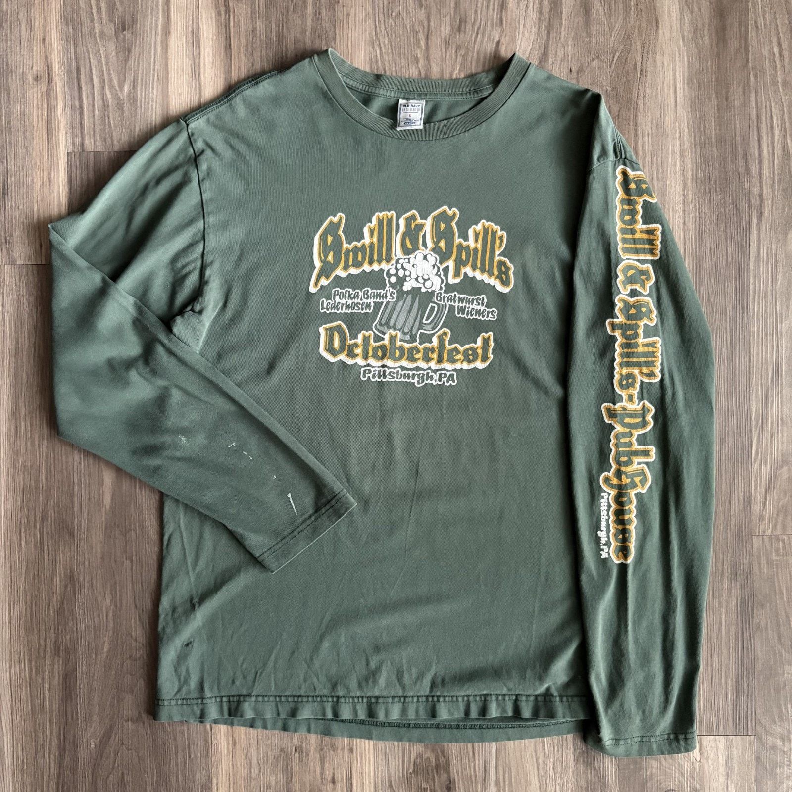 Old Navy × Vintage Vintage Old Navy T-Shirt Men's Size L Green Long Sleeve Size US L / EU 52-54 / 3 - 1 Thumbnail