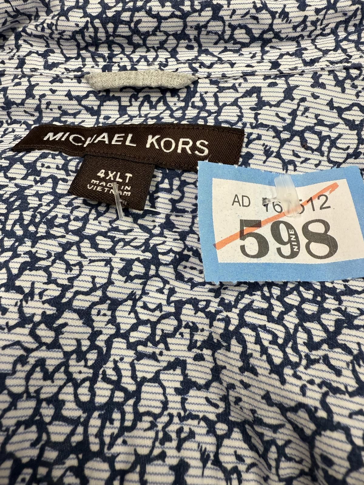 Michael Kors Michael Kors Blue and White Patterned Long Sleeve Shirt 4XLT Size US XXL / EU 58 / 5 - 2 Thumbnail