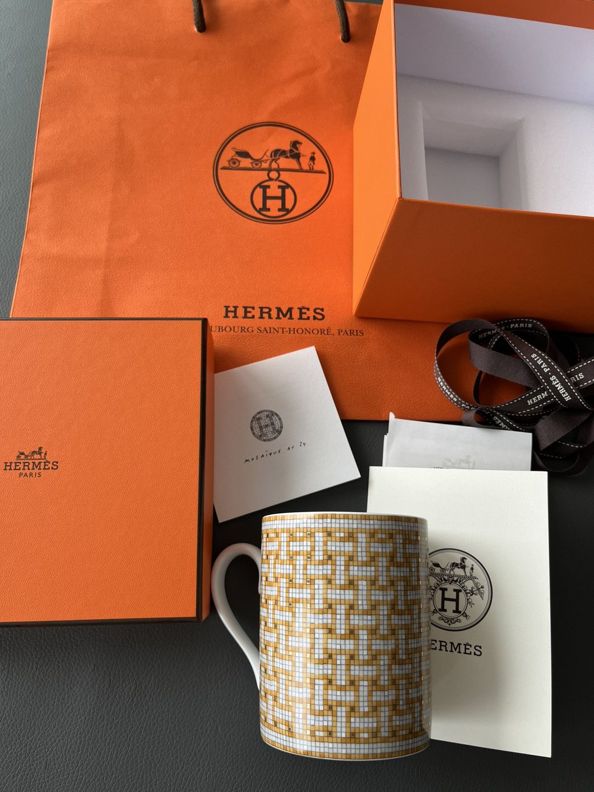 Hermes Hermes Brand New Mosaique 24k Gold Glass Mug Rare Giftable Size ONE SIZE - 1 Thumbnail