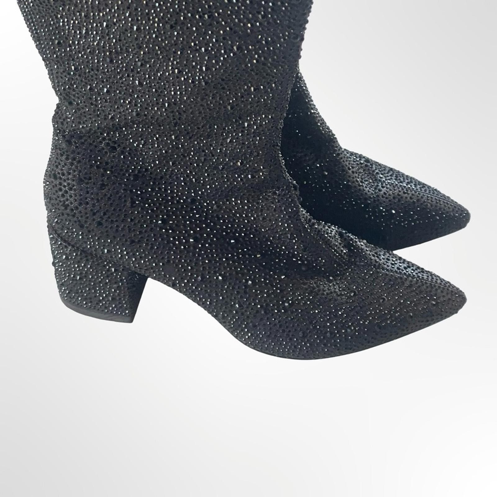 Other Wet Kiss Black Rhinestone Heeled Boots in many sizes avail Size US 6.5 / IT 36.5 - 2 Thumbnail