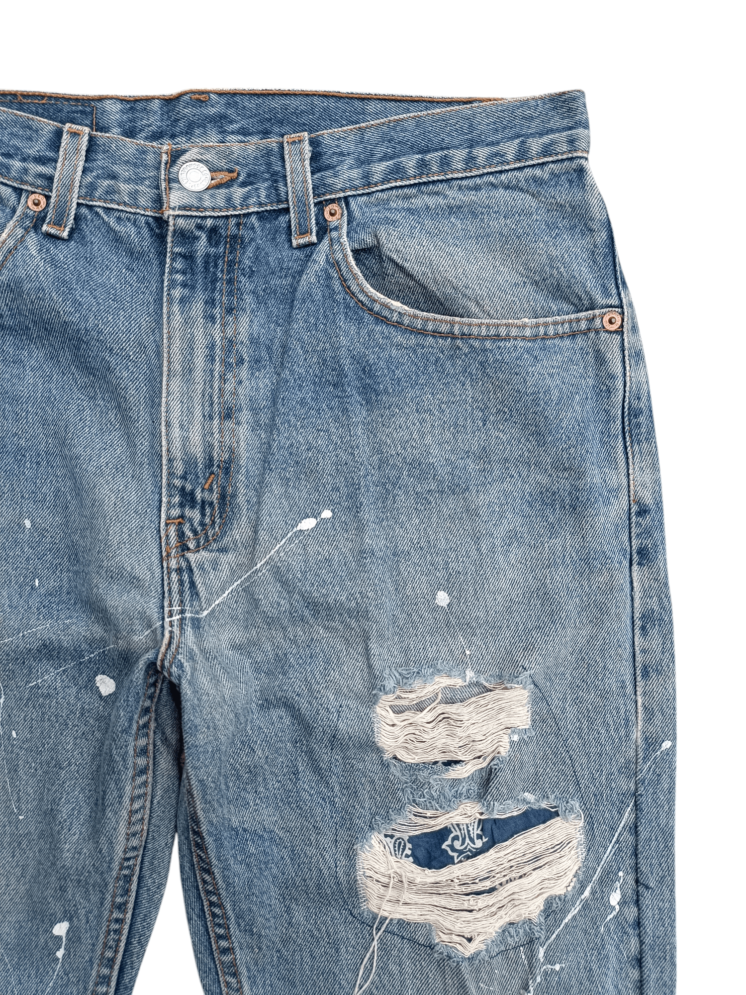 Levi's × Vintage Y2K Levis 505 Regular Straight Cut Distressed Splatter Denim Size US 32 / EU 48 - 7 Thumbnail