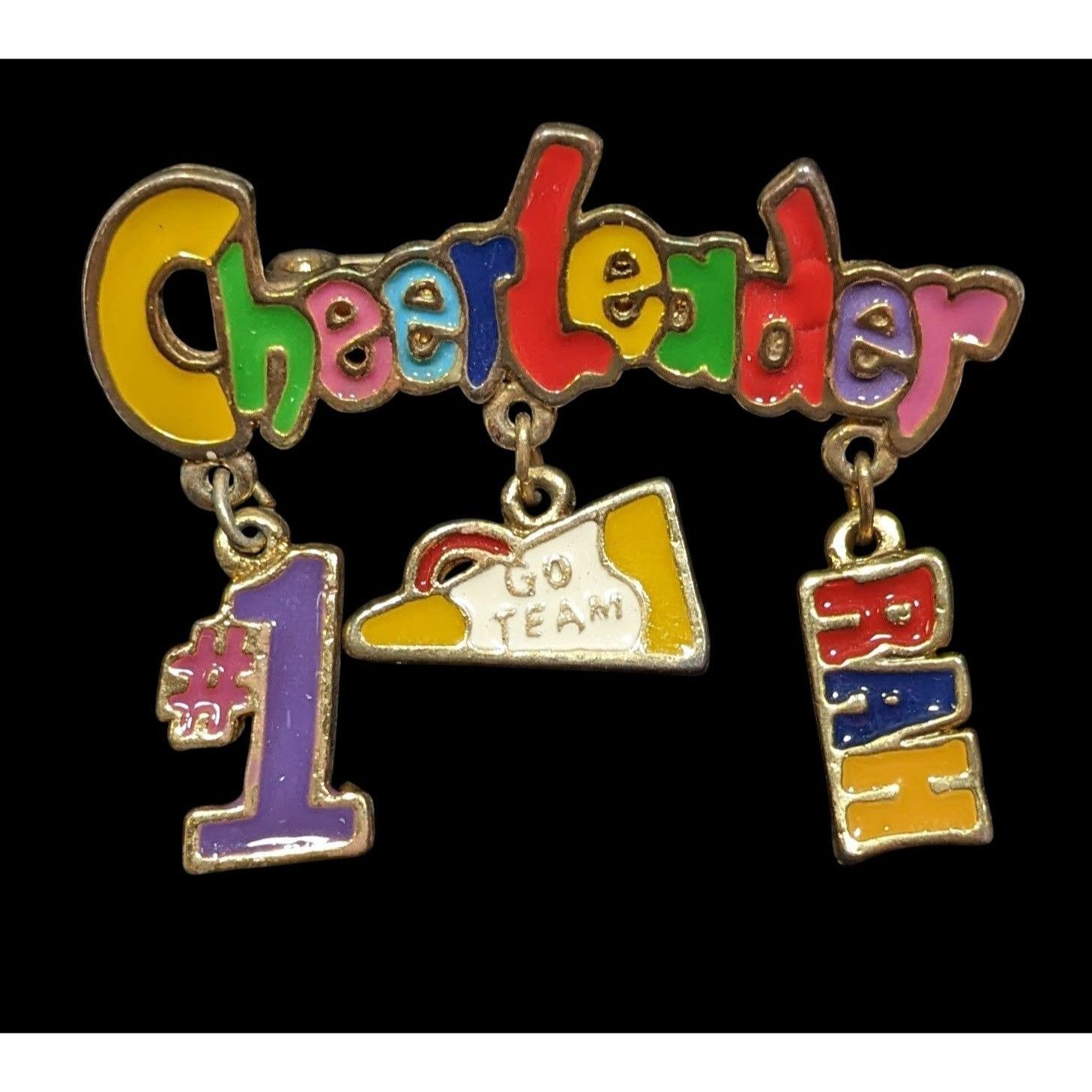 Other Vintage Rainbow Cheerleader Dangling Charm Brooch Signed DM Size ONE SIZE - 1 Thumbnail