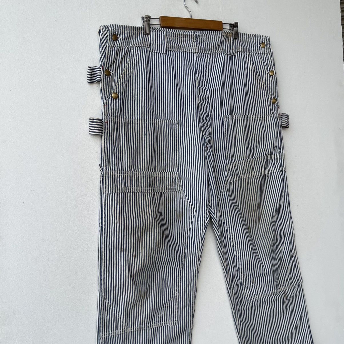 Vintage Vintage 50s Burlington Mfg Co Hickory Stripe Double Knee Size US 43 - 4 Thumbnail