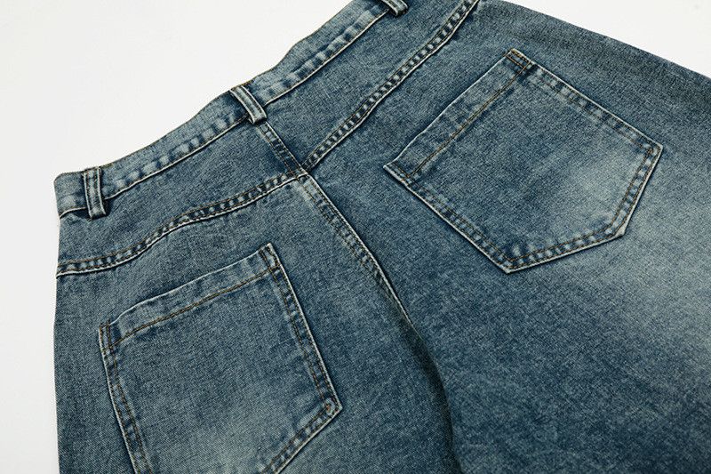 Vintage American retro embroidered puppy wash distressed loose jeans Size US 32 / EU 48 - 5 Thumbnail