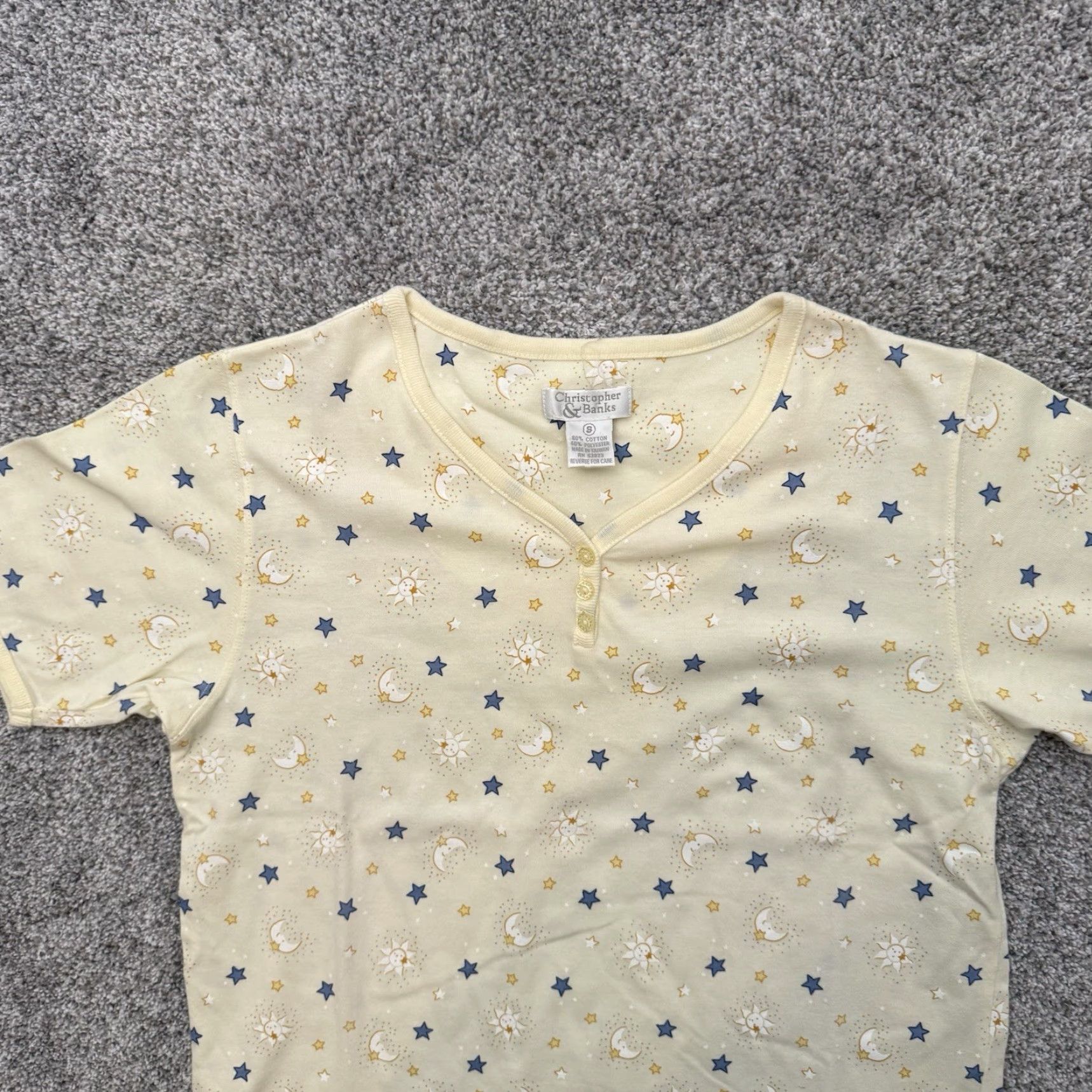 Vintage VINTAGE Christopher & Banks Pajama Shirt S Yellow Moon Stars Cottagecore Coquette Shirt Womens S Size S / US 4 / IT 40 - 7 Thumbnail