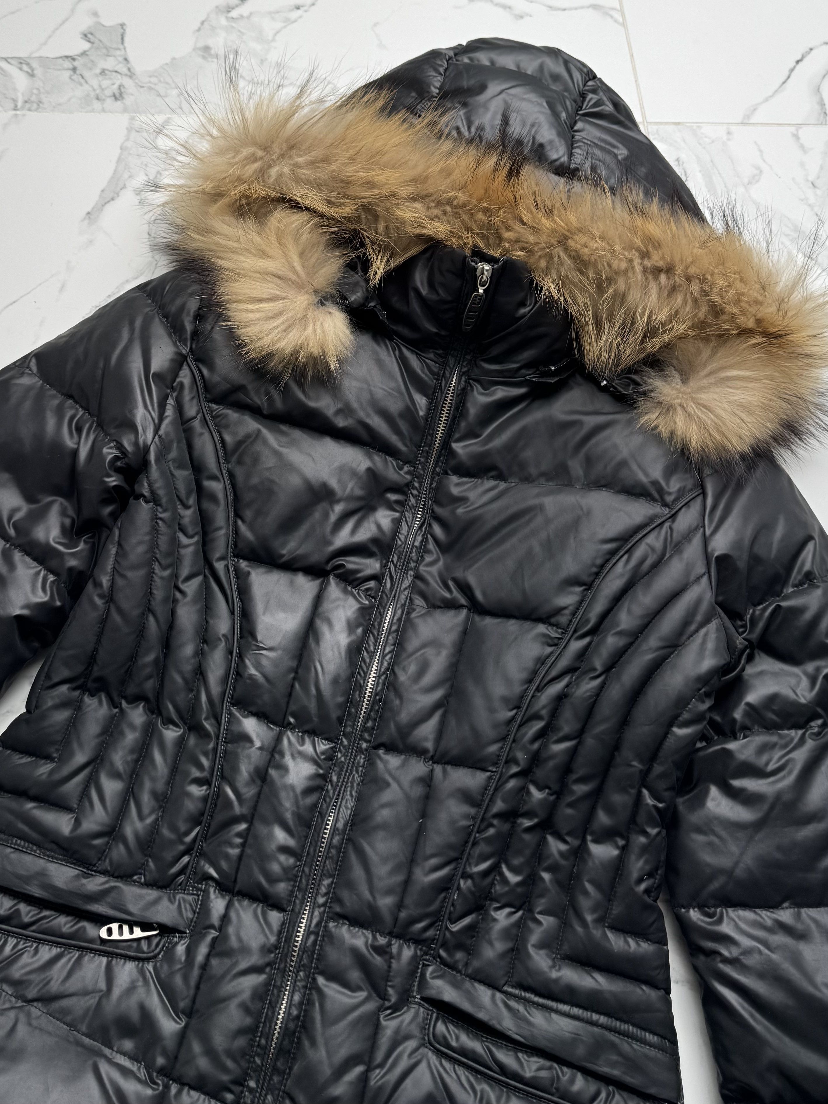 Vintage Y2K Puffer Jacket Women Hooded Quilted Coat Fur Trim Fitted Size S / US 4 / IT 40 - 6 Thumbnail