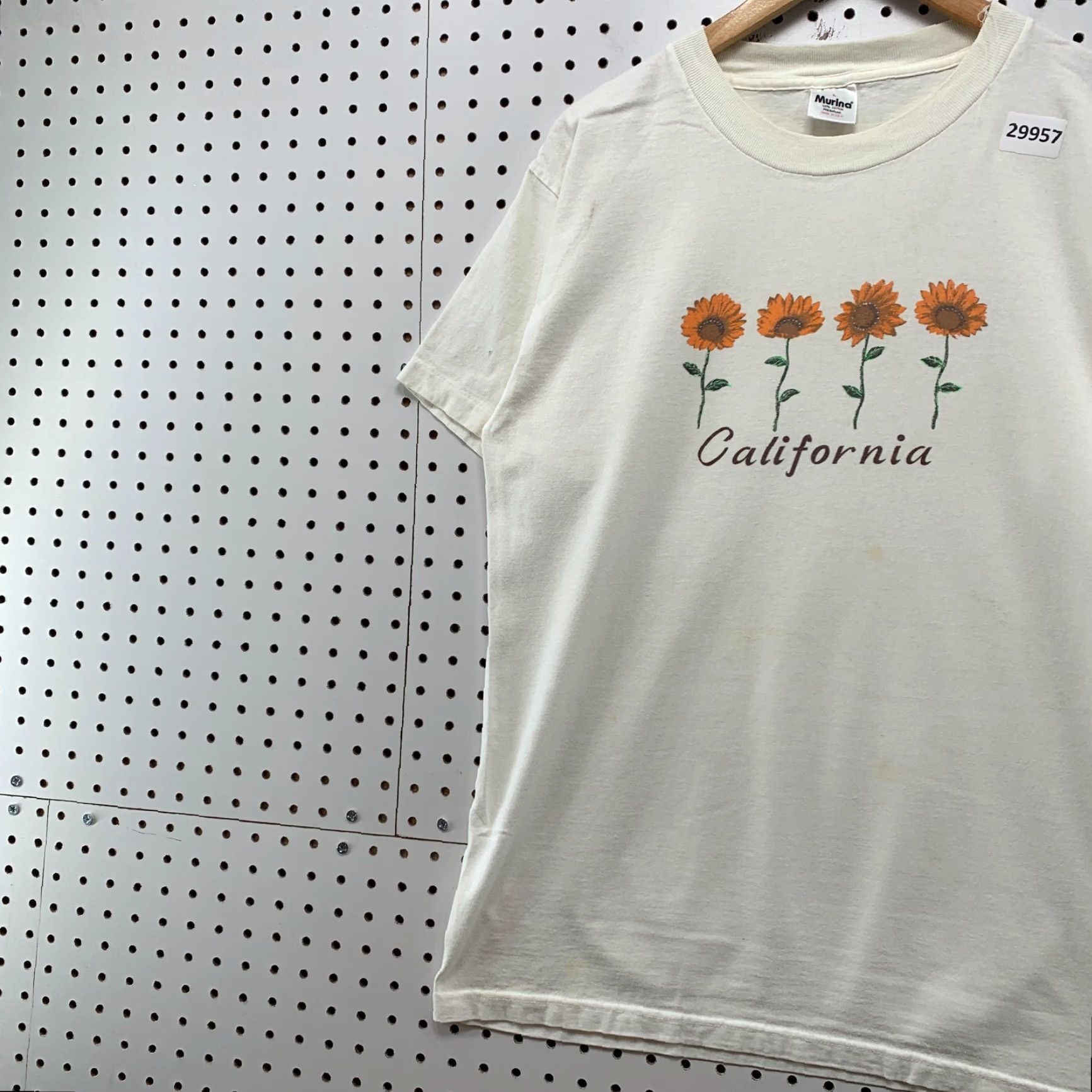 Sunflower Vintage 90s California Sunflower Shirt Mens Large White Single Stitch USA 21x29 Murina T-Shirt Size US L / EU 52-54 / 3 - 3 Thumbnail