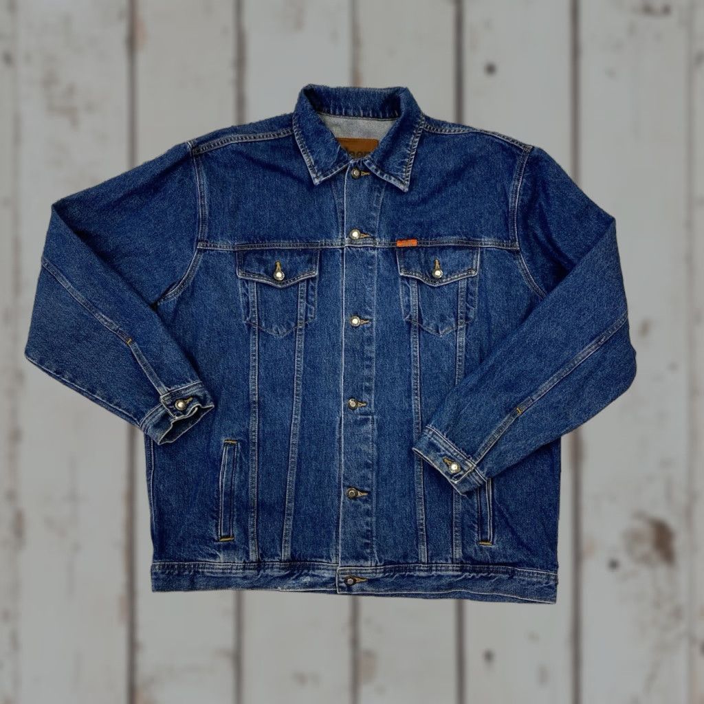 Jeep VINTAGE Jeep Denim Jacket Mens XL Blue 90's Trucker Pockets Logo HT Mexico Jeans Jacket American Cars USA JEEP Mens XL Blue Size US XL / EU 56 / 4 - 1 Thumbnail