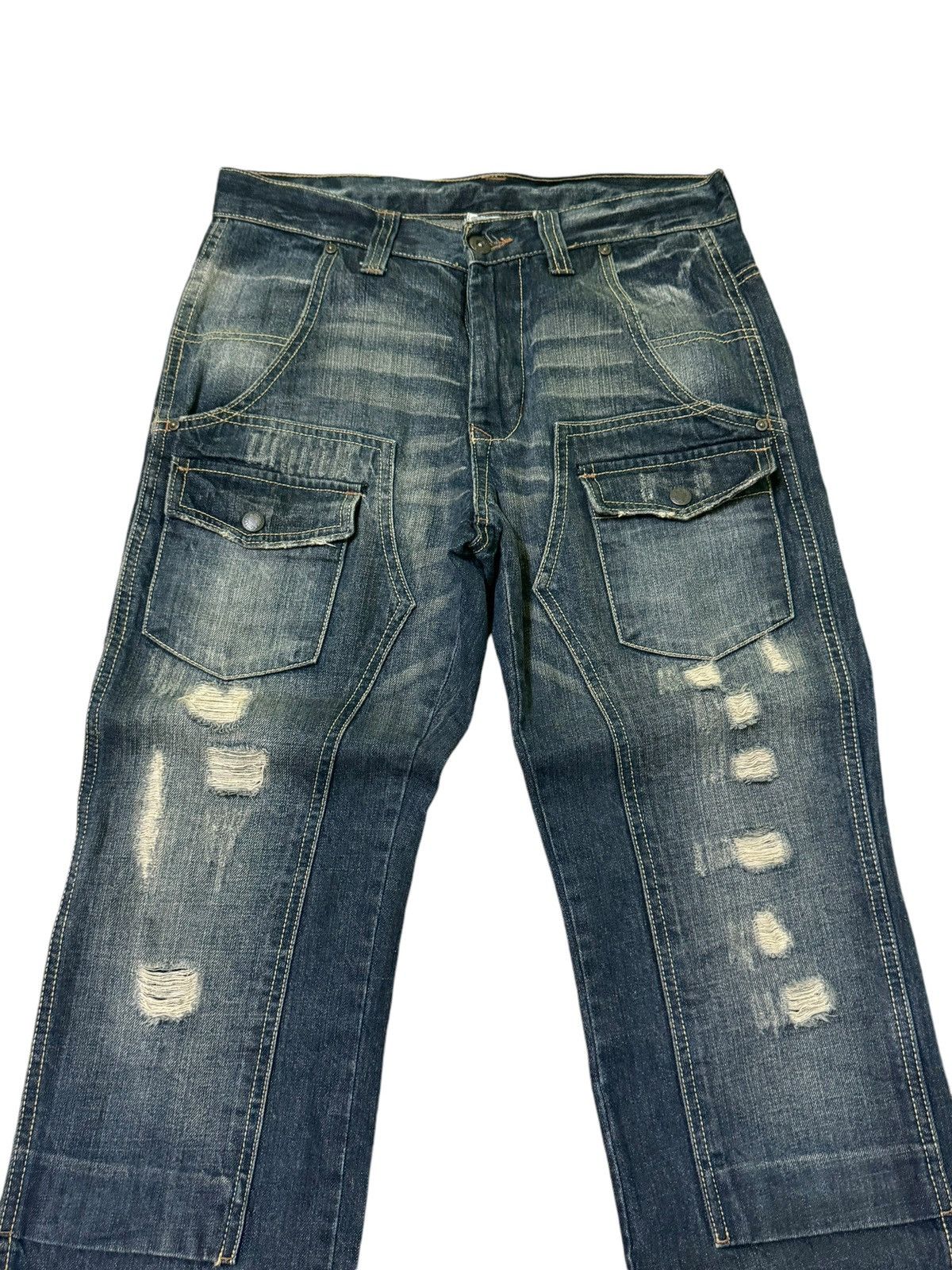 Japanese Brand Double Knee Multipocket Free Gate Distressed Denim Size US 29 - 3 Thumbnail