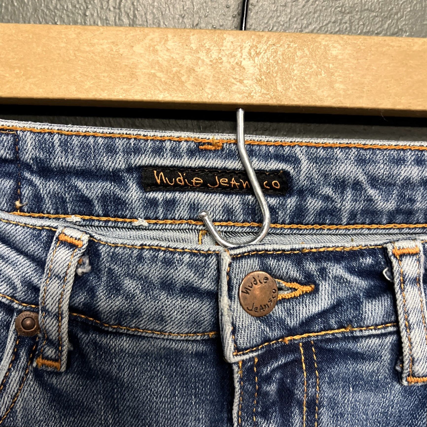 Vintage Nudie Jeans Women 29x32 Denim Straight Blue Meadow Light Wash Street City Regular Rise Blue Jeans Womens Size 29" - 2 Thumbnail