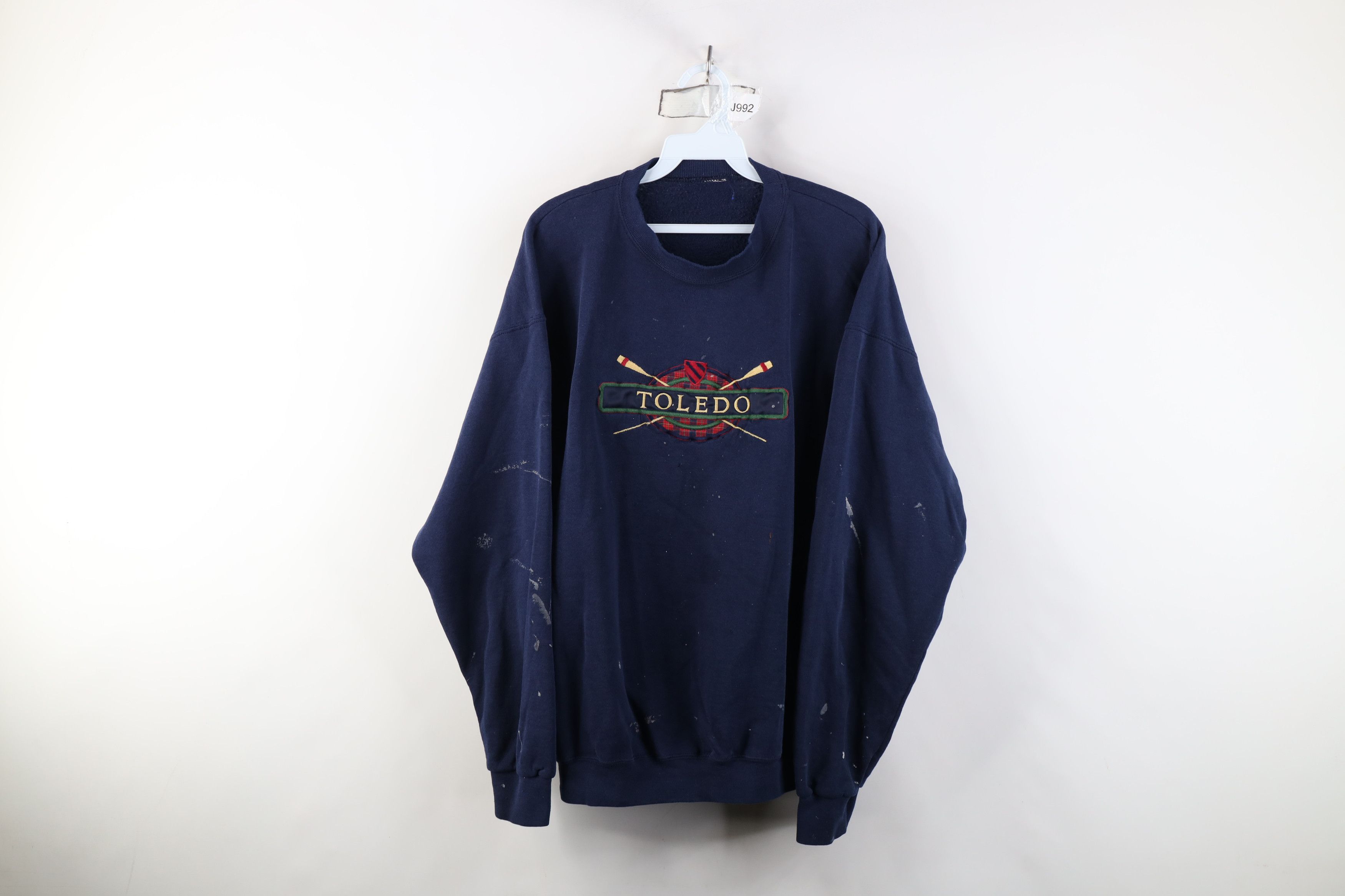 Vintage Vintage 90s Streetwear Spell Toledo Rowing Sweatshirt Blue Size US XL / EU 56 / 4 - 1 Thumbnail