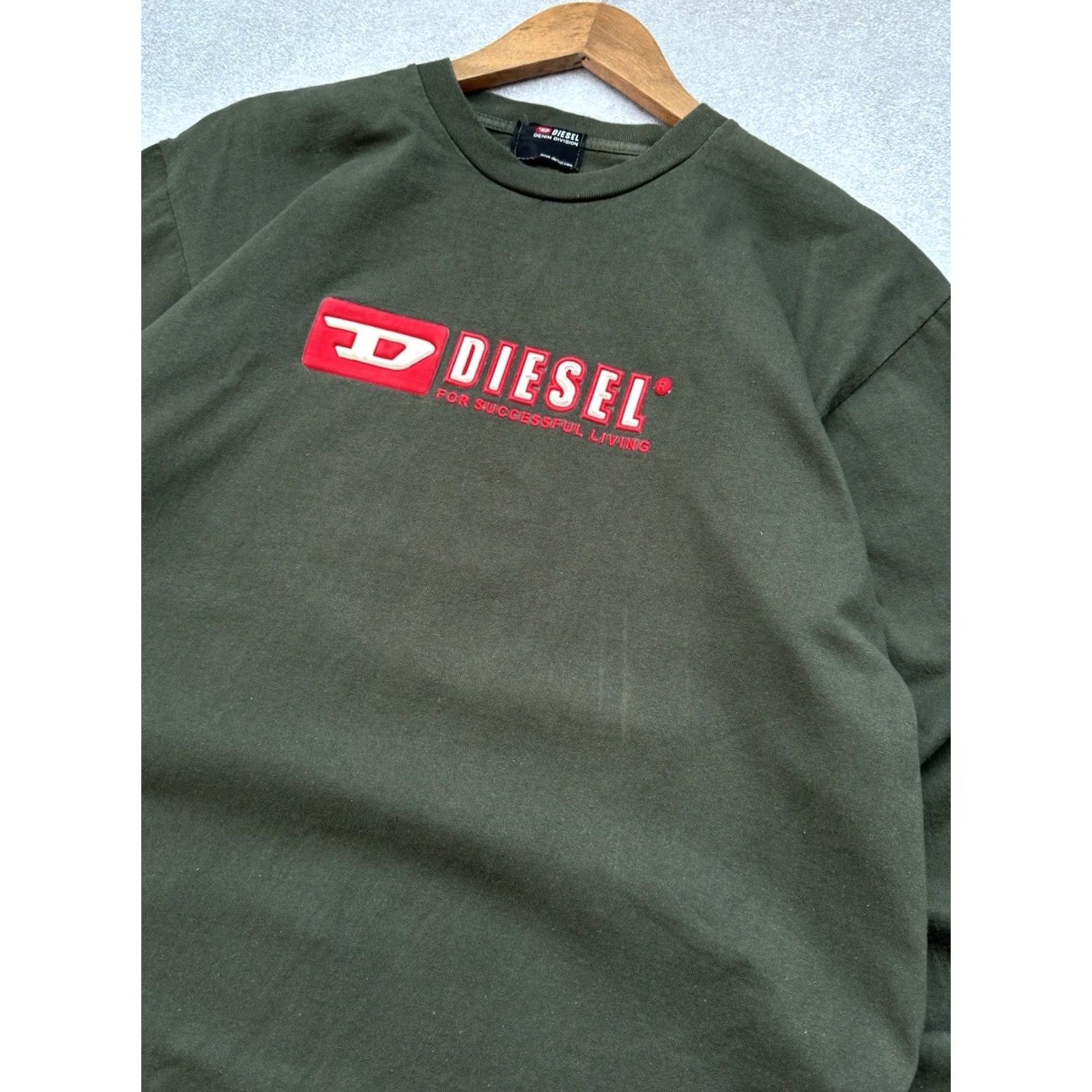 Diesel VINTAGE Diesel Y2K Big Logo Green Long Sleeve Mens L Shirt Size US L / EU 52-54 / 3 - 3 Thumbnail