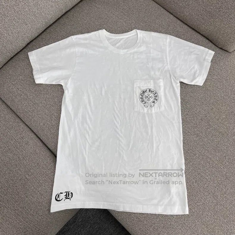 CHROME HEARTS Size S White horseshoe printed short sleeves