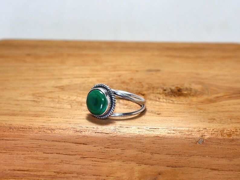 Handmade Handmade Malachite Sterling Silver Ring, Gift for Christmas Size ONE SIZE - 4 Thumbnail