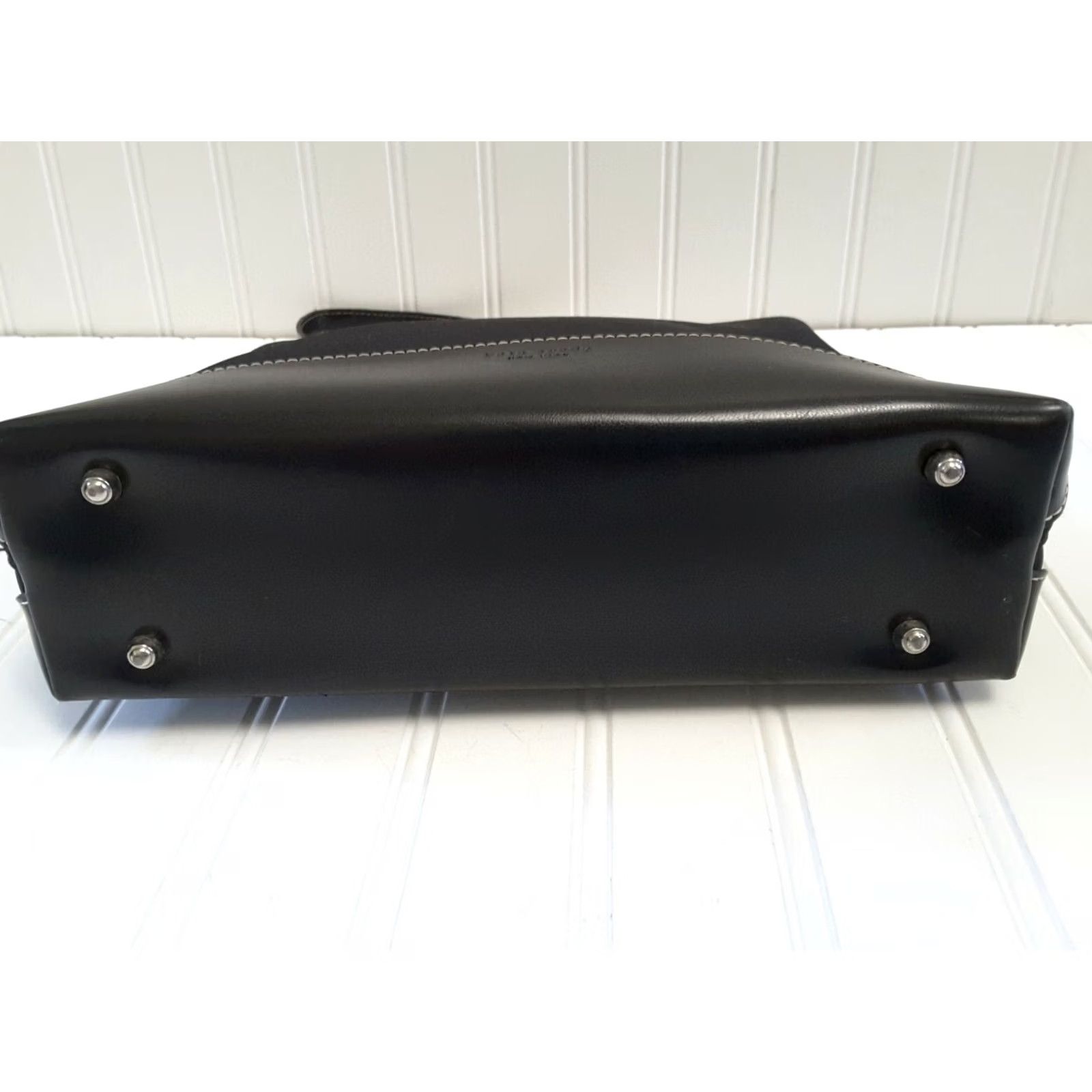 Vintage kate spade new york Handbag Purse Structured Footed Black Womens Small 13x8x3 Zip-Closure Leather-Fabric Style Bag Size ONE SIZE - 6 Thumbnail