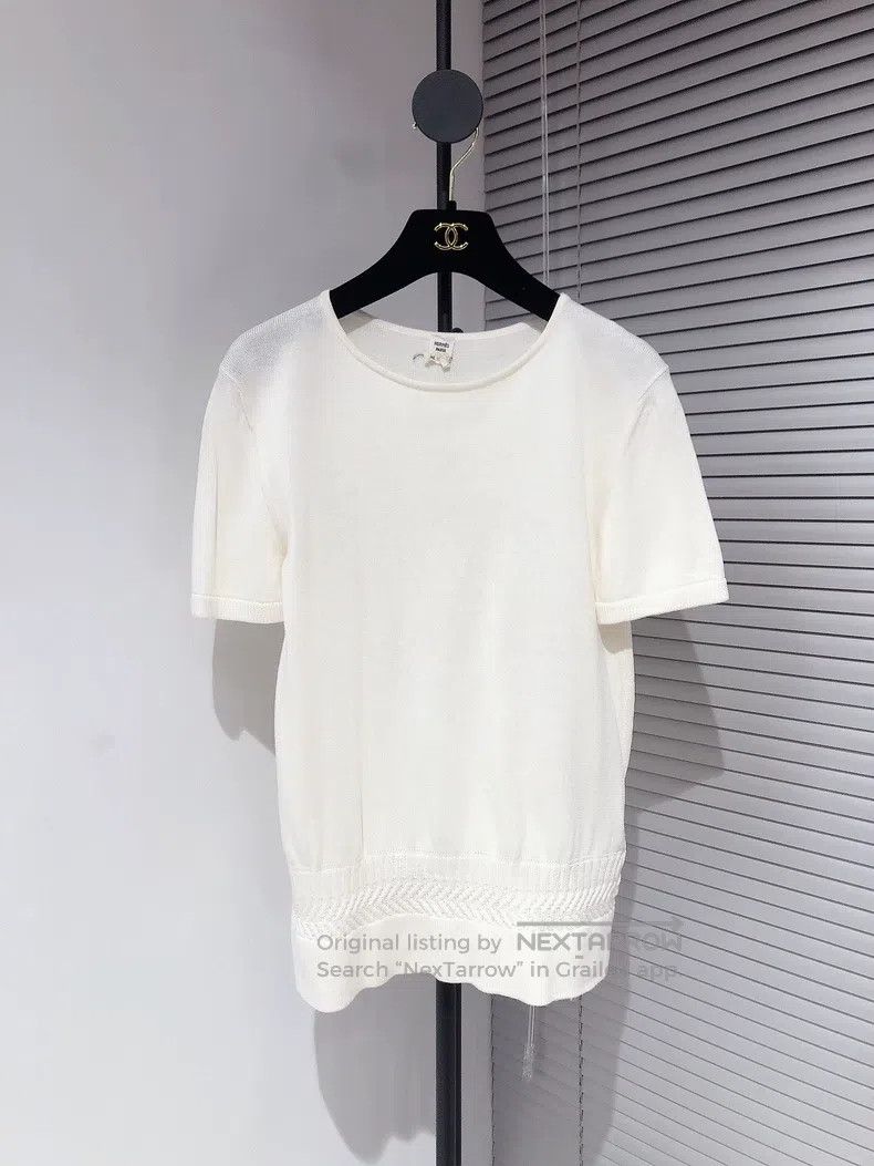 Hermes Hermes White knitted short-sleeve top Size XS / US 0-2 / IT 36-38 - 1 Thumbnail