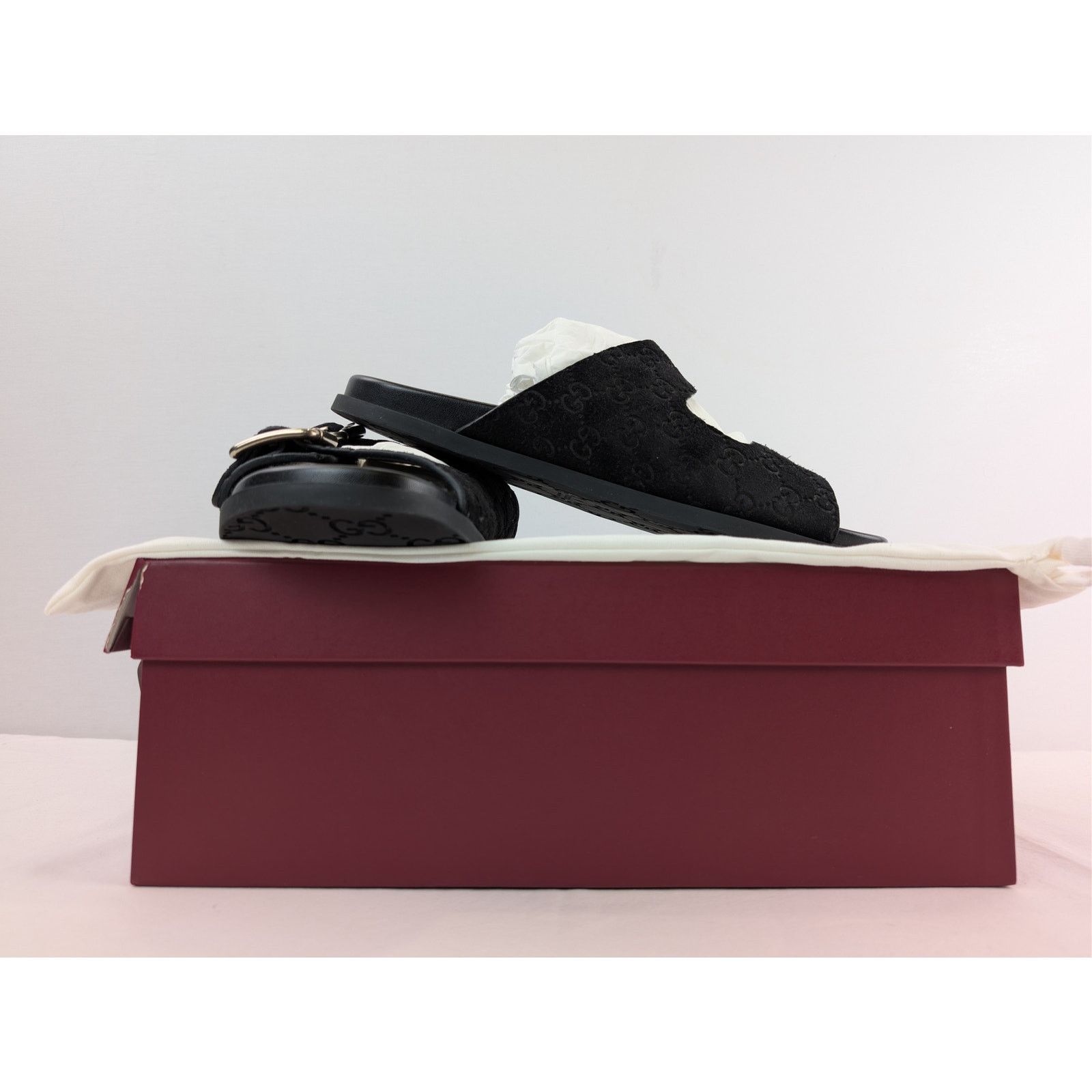 Gucci o1rshd1 GG Suede Slide Sandals in Black Size US 11.5 / EU 44-45 - 16 Thumbnail