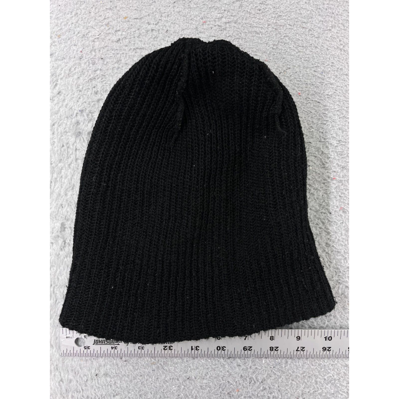 Vintage Black Knit Beanie Hat Adult One Size Solid Casual Ski Unisex Size ONE SIZE - 3 Thumbnail