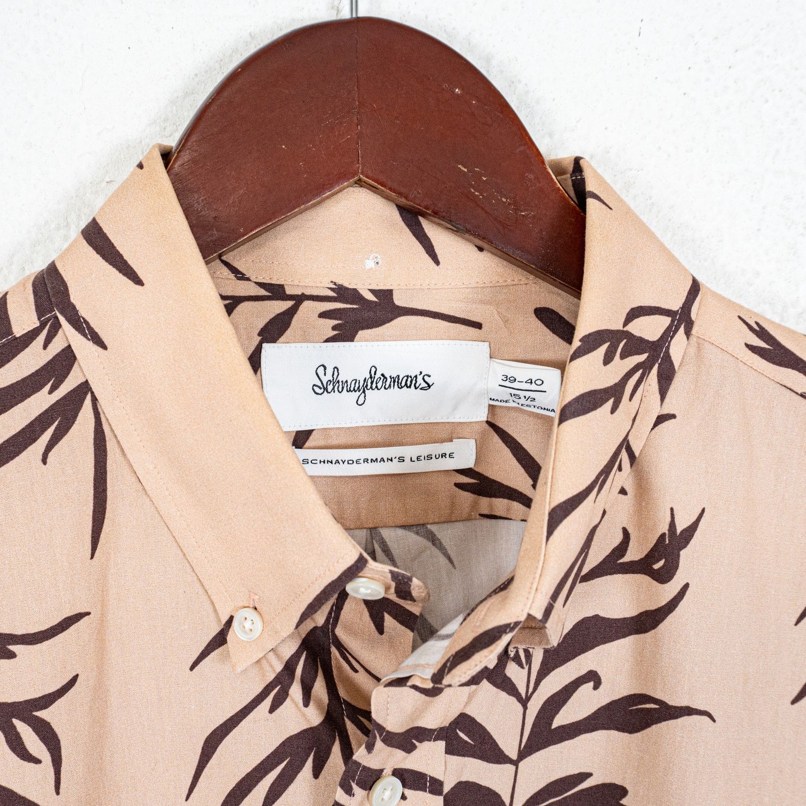 Schnaydermans Schnayderman's Leisure Button Down Shirt Beige Brown leaf Size US M / EU 48-50 / 2 - 5 Thumbnail