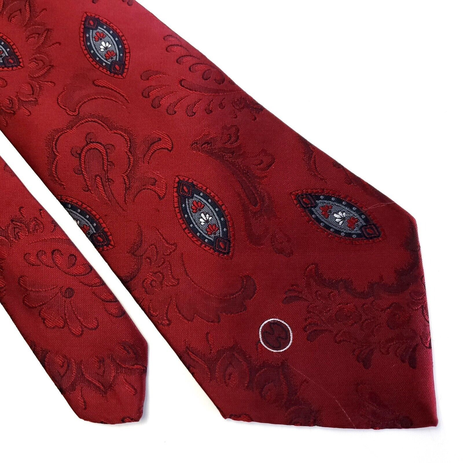 Halston III Halston 3 Red Paisley Woven Short Wide Polyester Silk Tie Size ONE SIZE - 1 Thumbnail