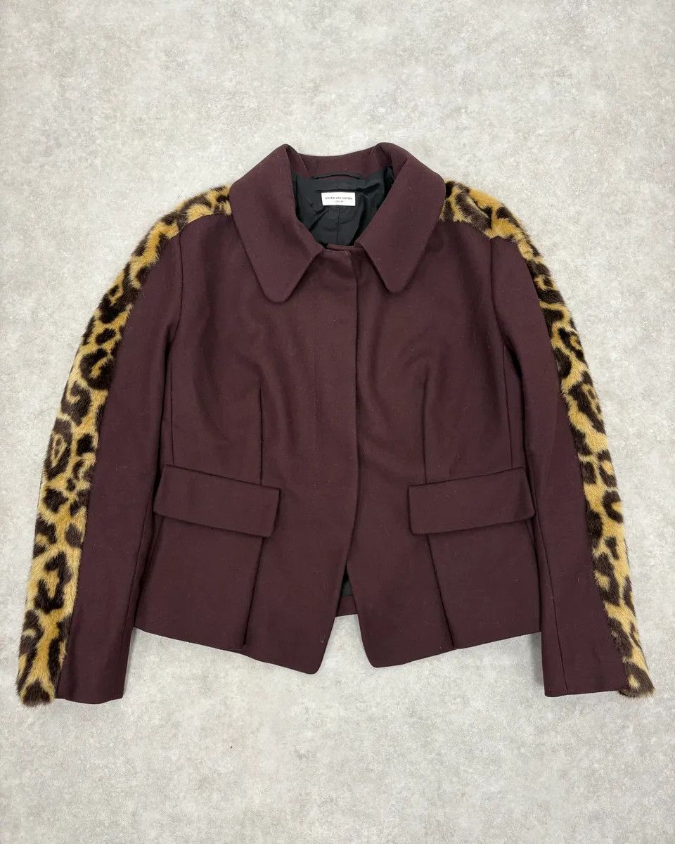Dries Van Noten Dries Van Noten Bordeaux Leopard Blazer Jacket Size XS / US 0-2 / IT 36-38 - 1 Thumbnail