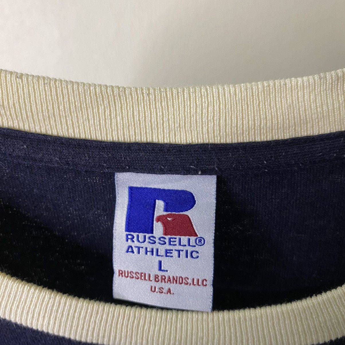 Russell Athletic × Vintage Vintage 1992 Russell Athletic Blank Ringer Tee Size US L / EU 52-54 / 3 - 4 Thumbnail