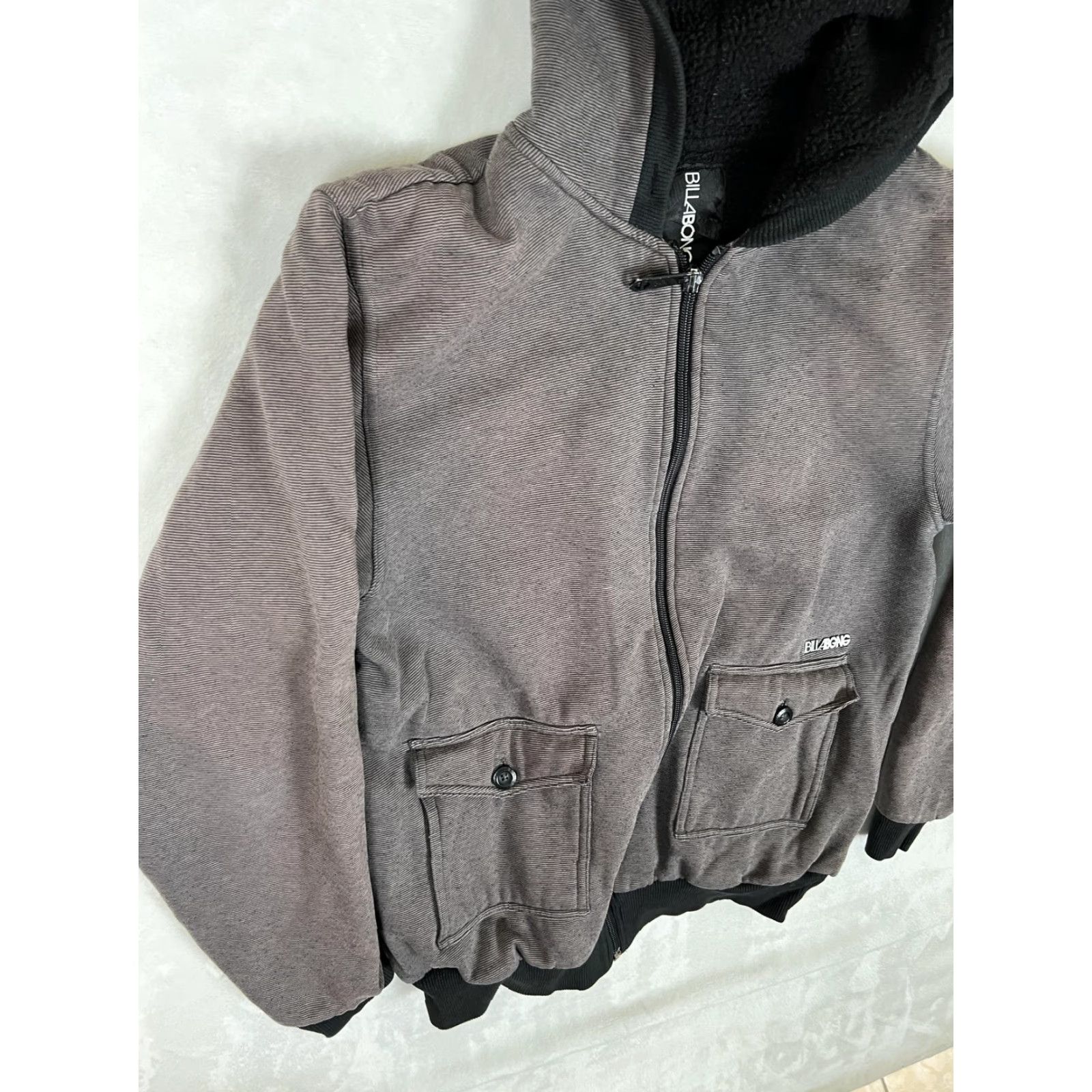 Billabong VINTAGE Billabong Jacket S Gray Fleece Lined Hooded Full Zip Boys Surf Popular Zip Size US S / EU 44-46 / 1 - 4 Thumbnail