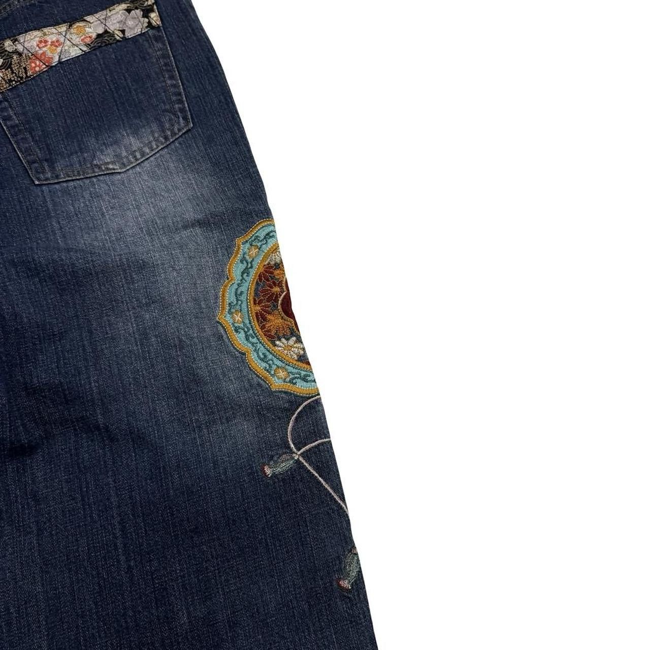 Karakuri Tamashii Karakuri Tamashii Embroidered Floral Japanese Jeans Waist 33 Size US 33 - 5 Thumbnail