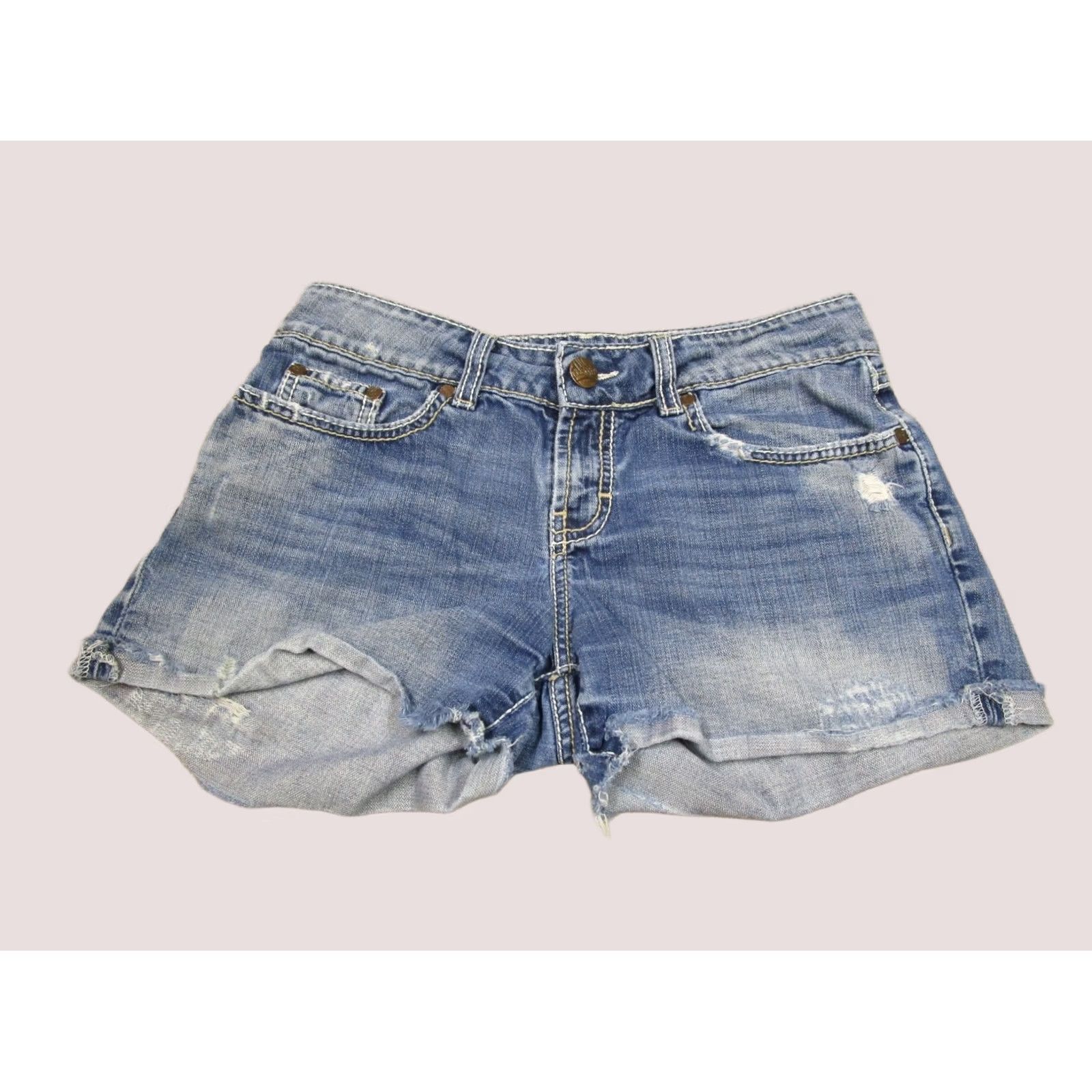 Vintage BKE Shorts 28 Blue Mid Rise Distressed Cut Off Booty Light Wash Denim Women Shorts 28 Size 28" / US 6 / IT 42 - 1 Thumbnail