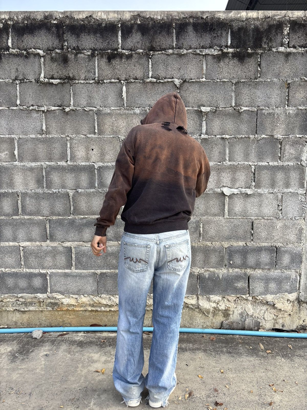 Vintage Thrashed Faded 2Tone Hoodie Distressed Size US M / EU 48-50 / 2 - 8 Thumbnail