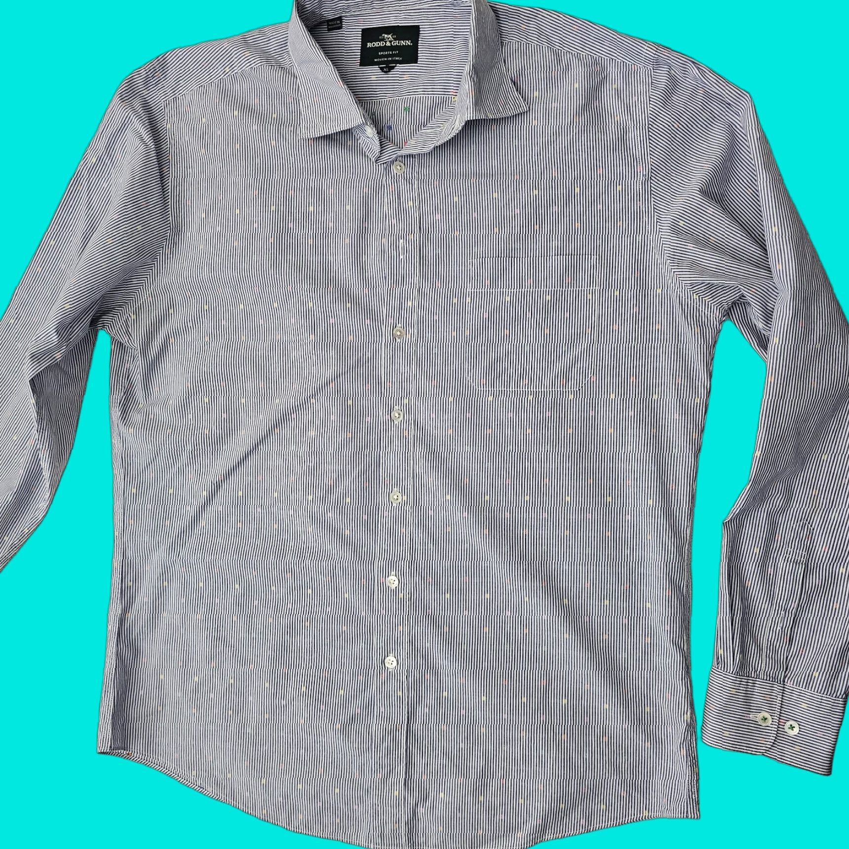 Rodd & Gunn Rodd & Gunn Button Up Shirt Men's XL Blue Striped & Dotted Sports Fit Size US XL / EU 56 / 4 - 1 Thumbnail