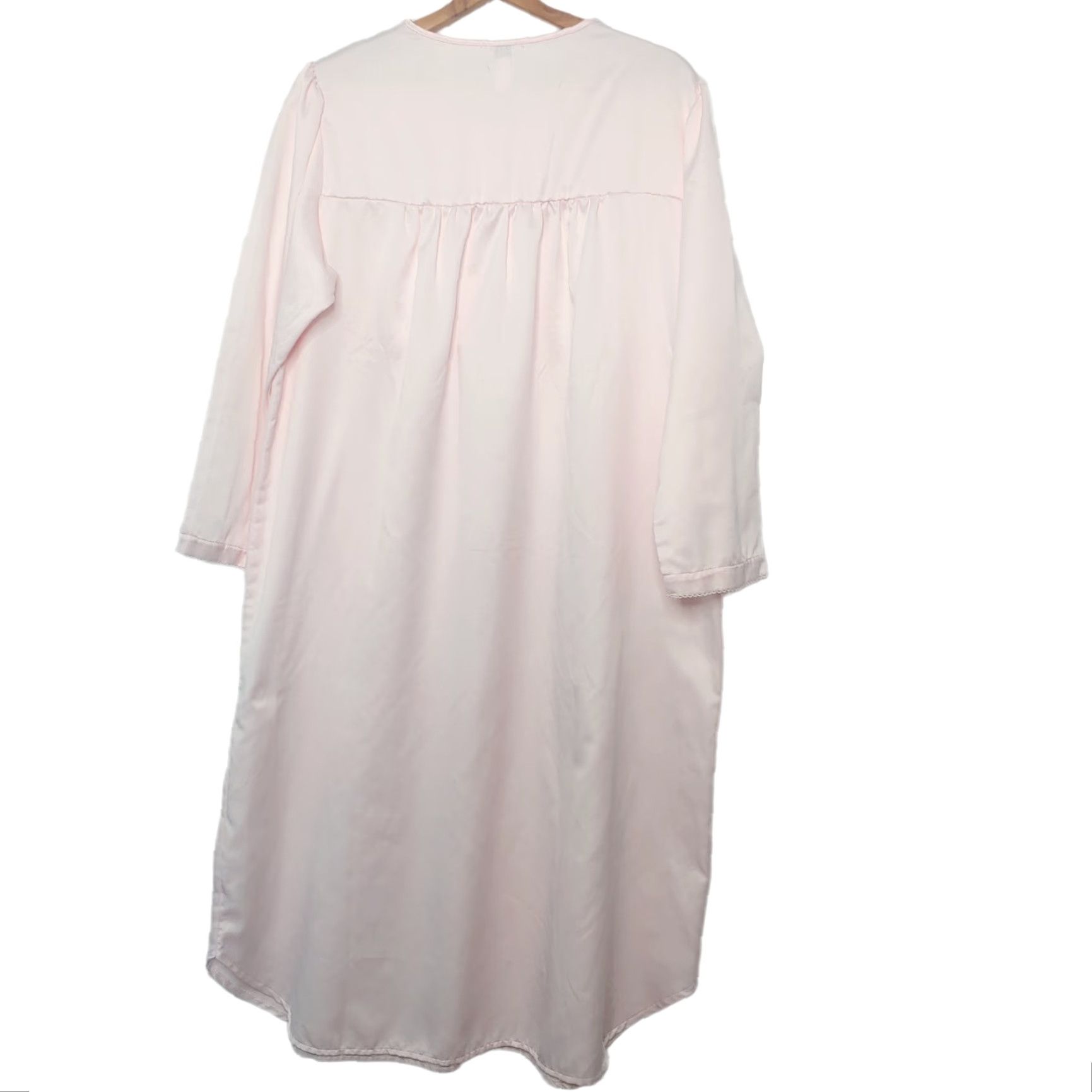 Vintage Miss Elaine Gown Womens Large Nightgown Long Sleeve Lace Floral Fuzzy Inside Blue EUC Size L / US 10 / IT 46 - 3 Thumbnail