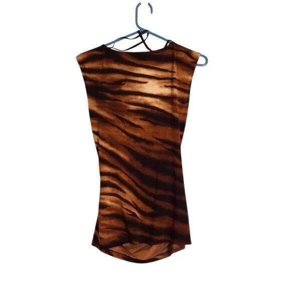 Vince Camuto Vince Camuto XS Top Sleeveless Tiger Print Drape Neck Polyes Size XS / US 0-2 / IT 36-38 - 7 Thumbnail