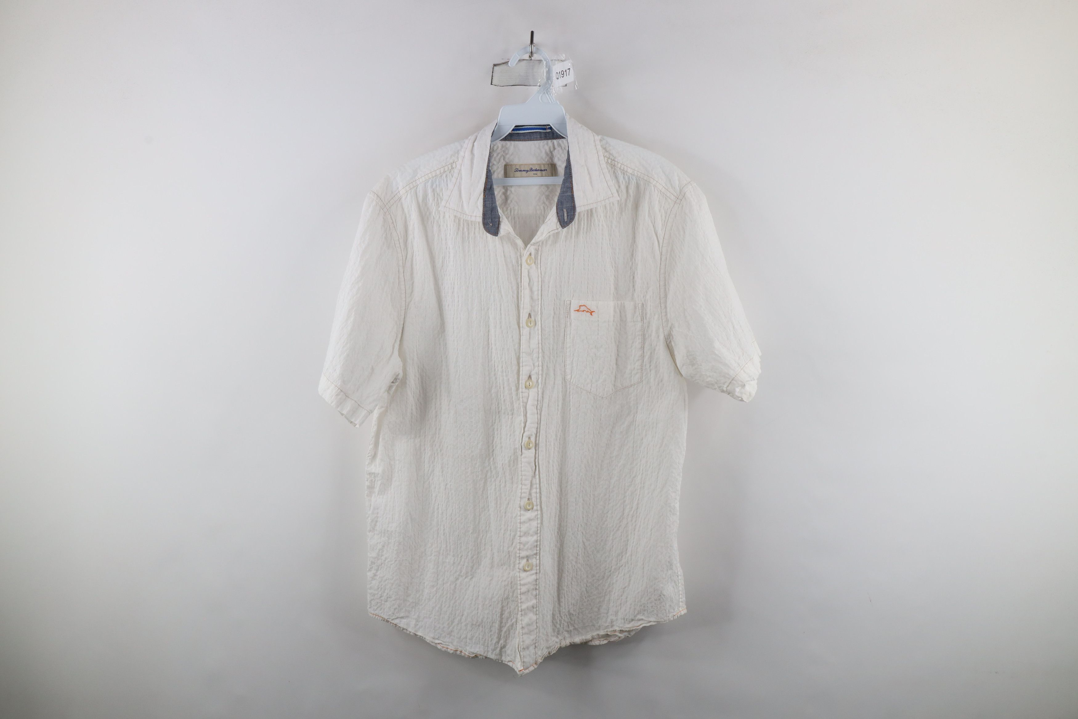 Tommy Bahama × Vintage Tommy Bahama Seersucker Short Sleeve Collared Button Shirt Size US M / EU 48-50 / 2 - 1 Thumbnail