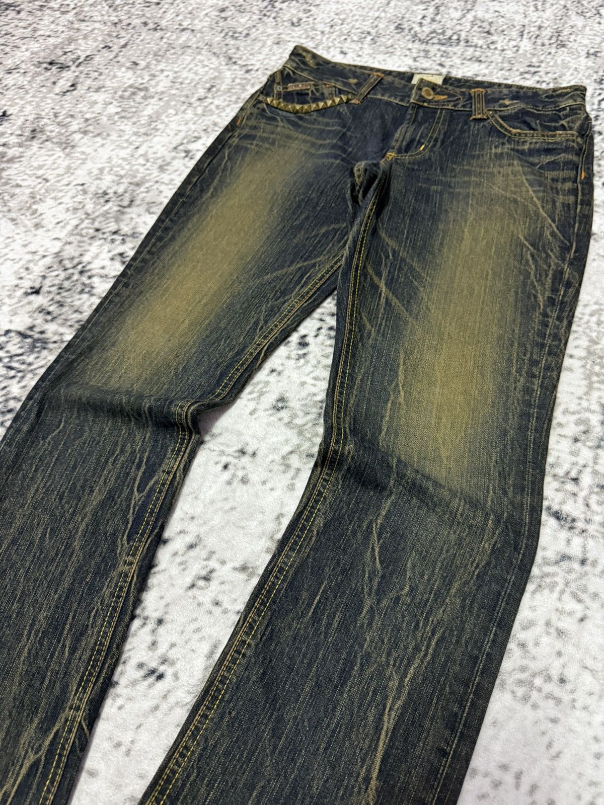 Junya Watanabe Vintage Edwin Venus Mud Wash Studded Flare Jeans Low Rise Size US 28 / EU 44 - 9 Thumbnail