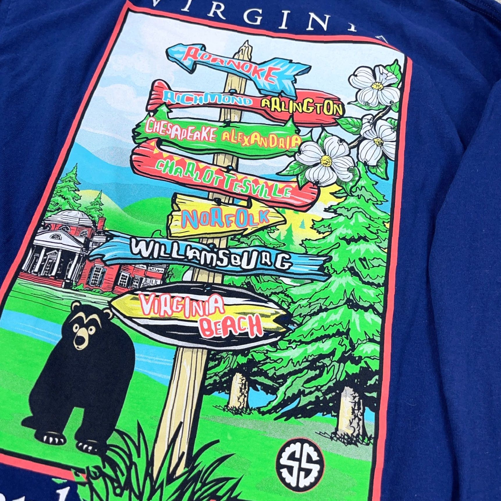 Spell Simply Southern Shirt Women Medium Blue Long Sleeve Virginia Bear Spell Out Size M / US 6-8 / IT 42-44 - 5 Thumbnail