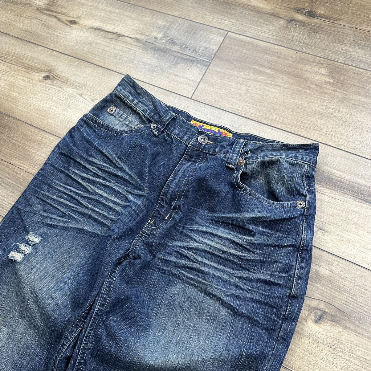 FUSAI Vintage 2000s Y2K Fusai Wide Leg Embroidered Jeans Size US 34 / EU 50 - 5 Thumbnail