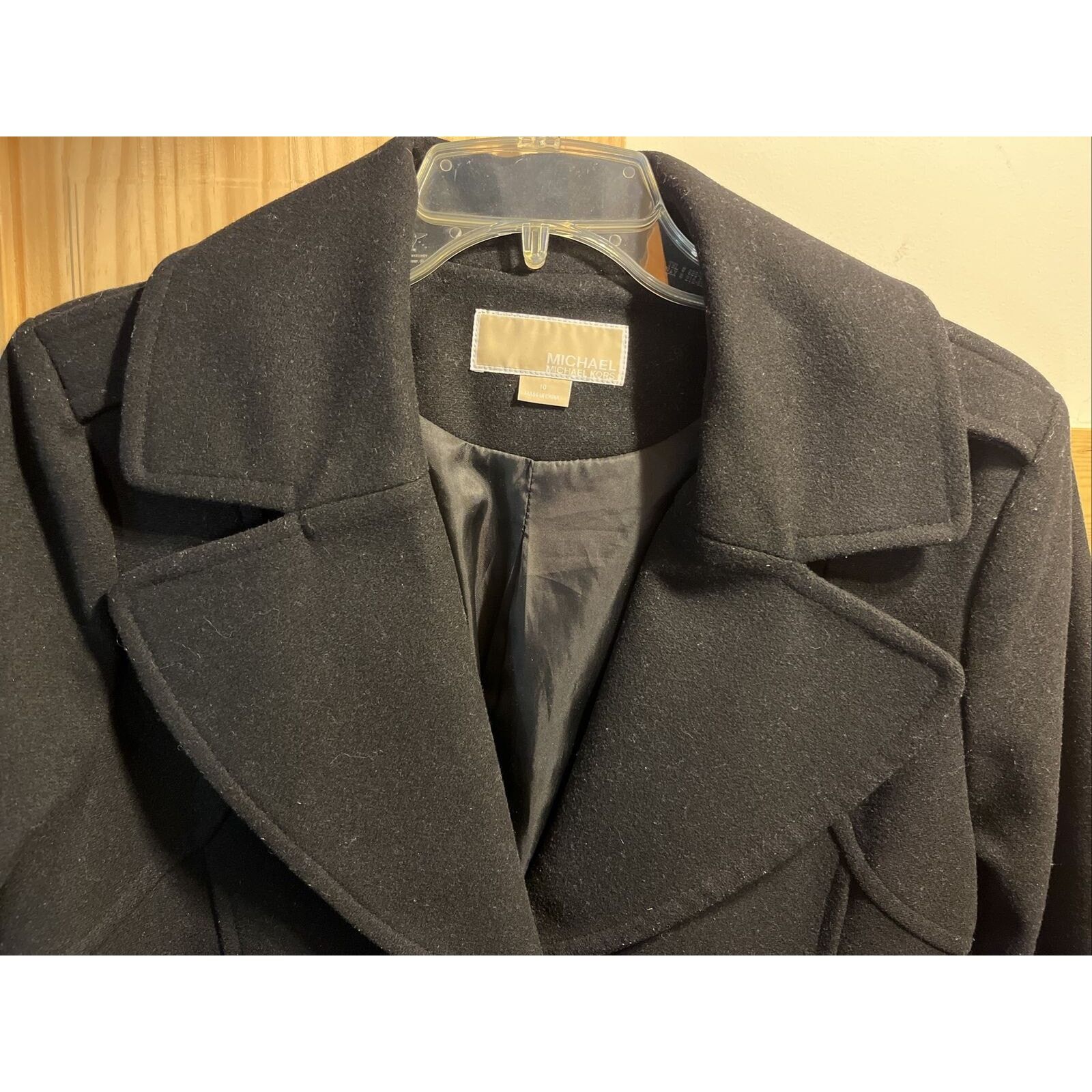 Michael Kors Michael Kors Women’s Size 10 M Black Wool LS Button Coat Size L / US 10 / IT 46 - 6 Thumbnail