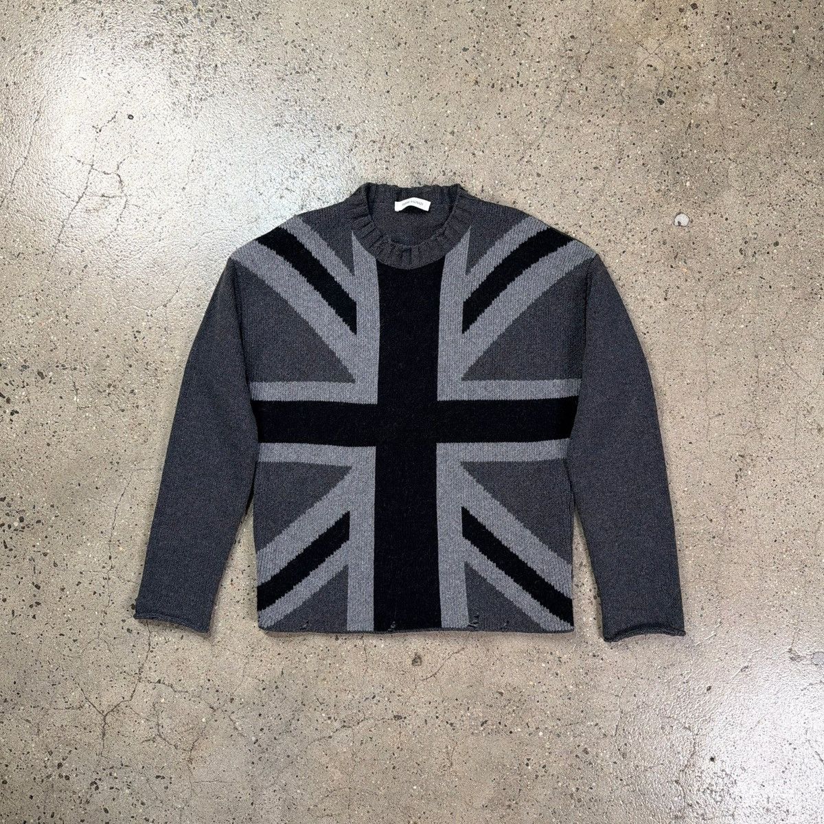 トップス Balmain 16ss UNION JACK sweater Balmain × Pierre Balmain Balmain SS16 Black Union Jack Distressed
