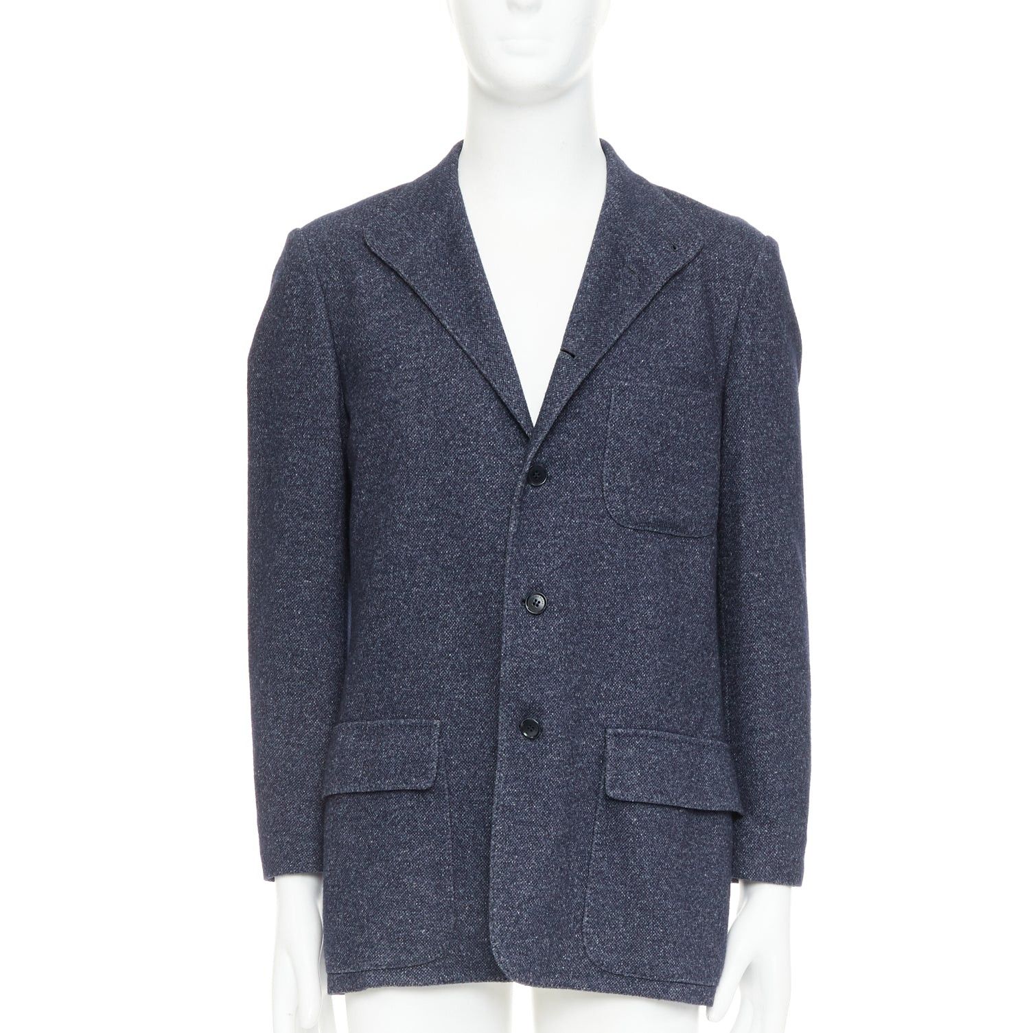 LORO PIANA navy cashmere linen unstructured sport coat blazer IT52 XL