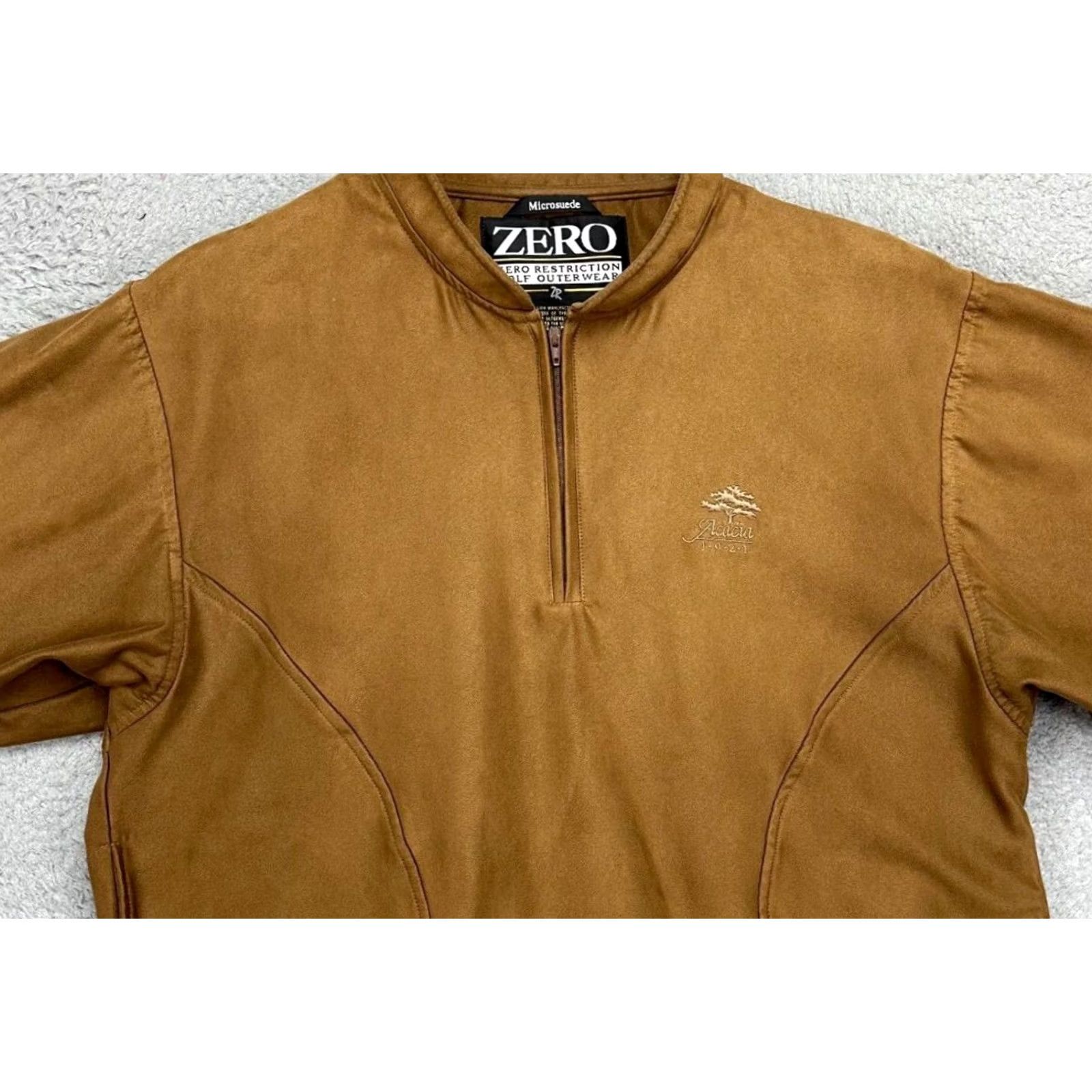 Vintage Zero Restriction Jacket Women Medium Micro Suede Brown Golf Quarter Zip USA Made Size M / US 6-8 / IT 42-44 - 2 Thumbnail